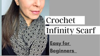 How to Crochet Infinity Scarf  Easy for Beginners [upl. by Marc992]