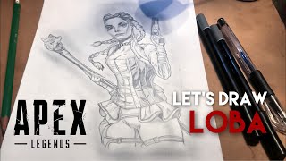 Let’s Draw Loba from Apex Legends  Speed Art [upl. by Caitrin]