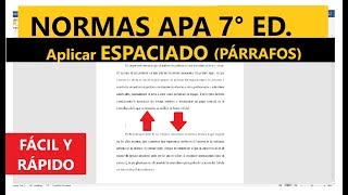 APLICAR ESPACIADO entre PÁRRAFOS FÁCILMENTE en WORD Según NORMAS APA SÉPTIMA EDICIÓN 7ma [upl. by Idoc]