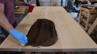 How I apply Rubio Monocoat Oil Plus 2C Black to a QS white oak table [upl. by Fanestil439]