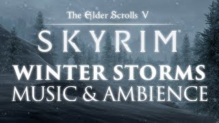 The Elder Scrolls Skyrim  Winter Storms Music amp Ambience 🎧 12 Peaceful Scenes [upl. by Kaylyn]