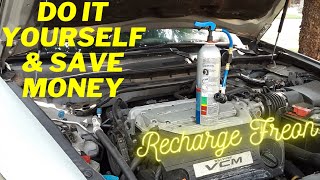 HOW TO RECHARGE FREON FOR 20082012 HONDA ACCORD [upl. by Ahsiekyt36]