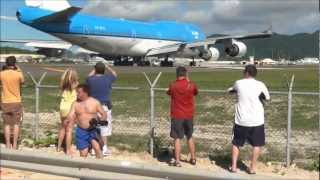 747 Blows People Off Maho Beach St Maarten [upl. by Peyter]