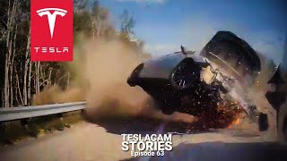 TESLA AUTOPILOT VS BAD DRIVERS  25 CRASHES FAILS amp SAVES  TESLACAM STORIES 63 [upl. by Naujid]