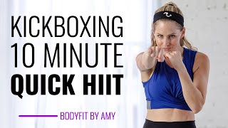 10 Minute Kickboxing Quick HIIT Workout No equipment home cardiokickboxing [upl. by Namwob446]