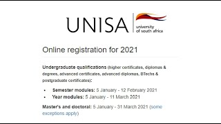 How to register online Unisa 2021 [upl. by Enaerb]