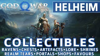 God of War  Helheim All Collectible Locations Ravens Chests Artefacts Shrines  100 [upl. by Zere]