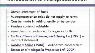 Misrepresentation Lecture 1 of 4 [upl. by Gut]