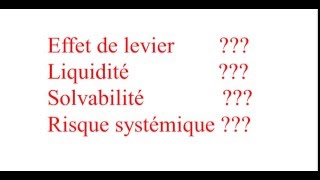 effet de levier solvabilité liquidité risque systémique [upl. by Nniroc]