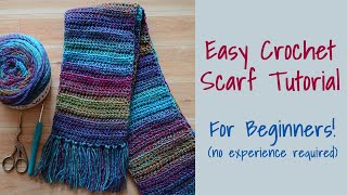 CROCHET Simple Crochet ScarfFor Beginners [upl. by Tronna]