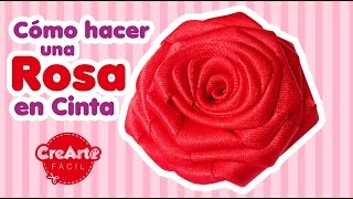 Cómo hacer una rosa en cinta fácil  How to make a ribbon rose DIY [upl. by Llebasi916]