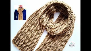 HOW to crochet MENS SCARF  Beginner [upl. by Euqininod]