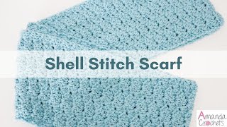 Shell Stitch Scarf Crochet Pattern  Easy Crochet Scarf Tutorial [upl. by Gauntlett]