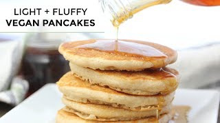 VEGAN PANCAKES  Light  Fluffy Vegan Pancake Recipe [upl. by Ecarret]