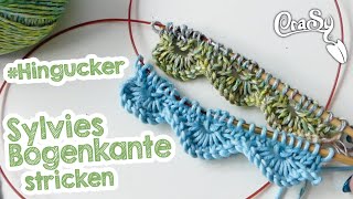 Bogenborte mit Sternchen als Maschenanschlag stricken  Bogenanschlag stricken [upl. by Atsedom]